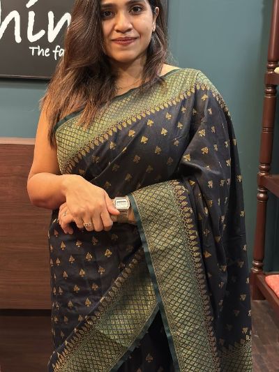 Soft Banarasi Dupion Silk Saree with Plain Blouse