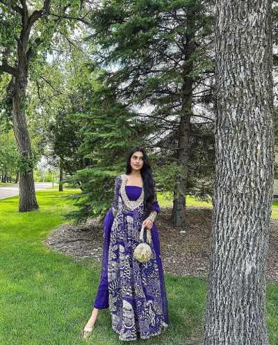 Purple Glow Anarkali Suit Set