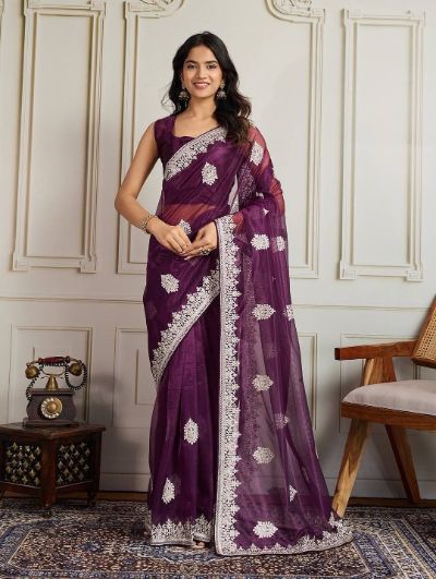 Twill Net Party Wear Saree
