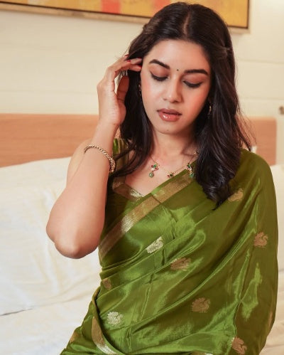 Mysore Silk Crepe Saree with Jacquard Peacock Motifs
