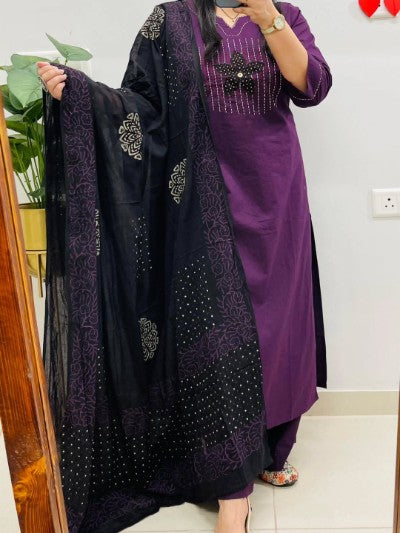 Designer Dhabu Cotton Suit set