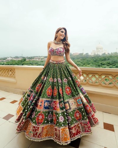 Navratri Lehenga in Heavy Maslin Cotton with Digital Print and Mirror Work