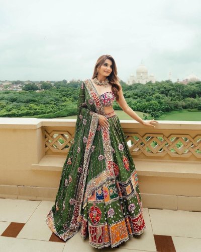 Navratri Lehenga in Heavy Maslin Cotton with Digital Print and Mirror Work