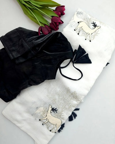 Heavy Pure Linen Saree with Multi Thread Work Blouse