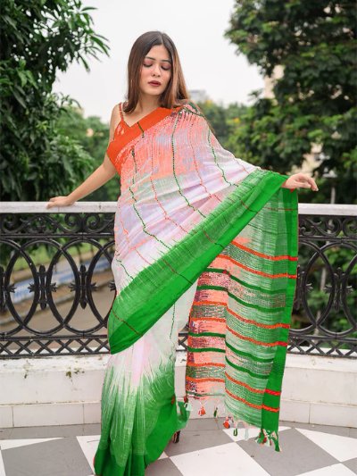 Tiranga Special Linen Digital Print Saree