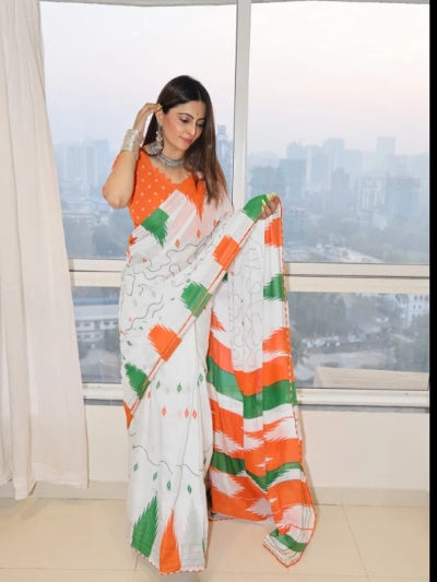 Tiranga Special Linen Digital Print Saree