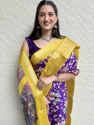 Premium Crave Crush Dola Silk Saree with Jequard Border