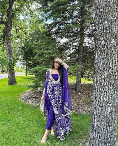 Exquisite Royal Purple Anarkali Suit