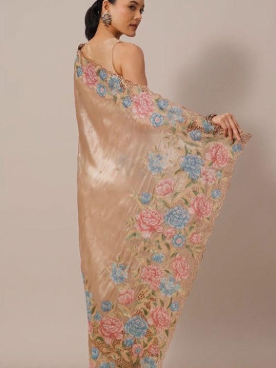 Pure Jimmicho Organza Tissue Embroidery Saree