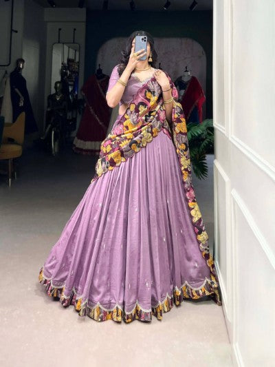 Varnika Lehenga Choli with Sequins and Kalamkari Print