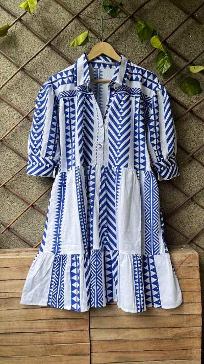 Symmetrical Printed Cotton Dress