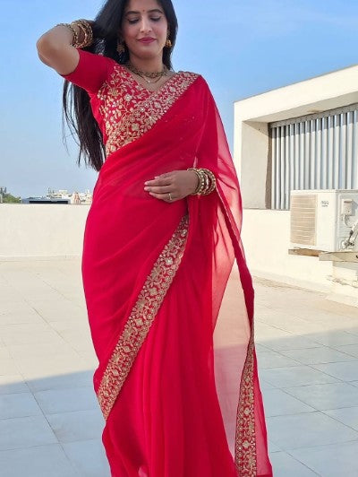 Madhuri Dixit-Inspired Red Saree by Sareewala