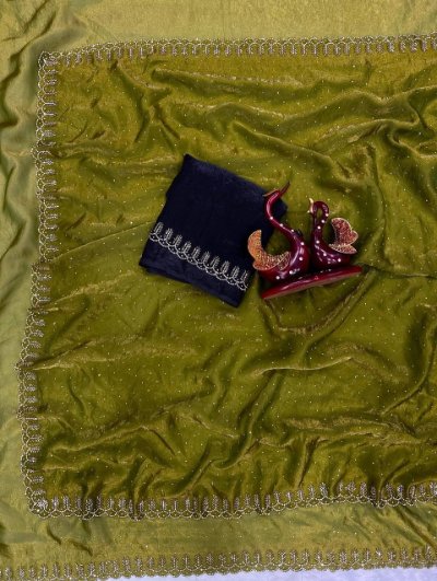 Sareewala Designer Space Silk Saree with Jarkhan Diamond Work