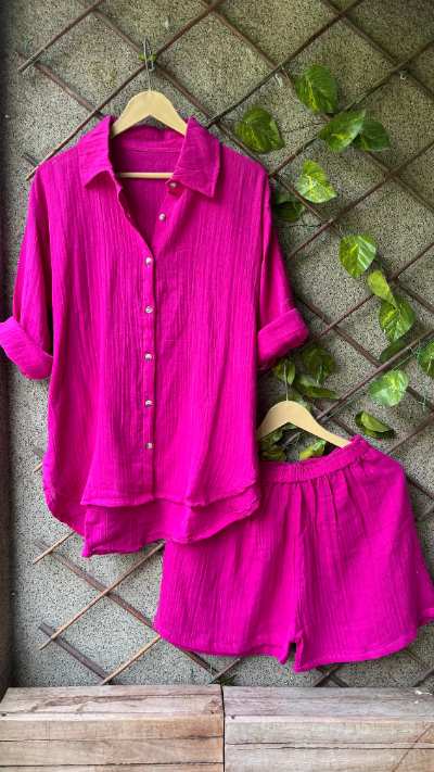 Mulmul Lounge Co-ord Set (with Long Shirt)