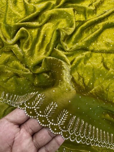 Sareewala Designer Space Silk Saree with Jarkhan Diamond Work