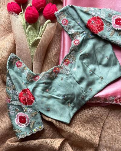 Premium Tissue Silk Saree with Sequence Work and Brocade Blouse