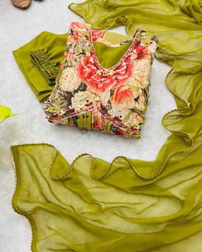 Aliya Cut Dress with Dupatta and Pant Set