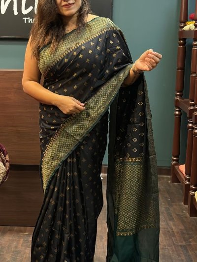 Soft Banarasi Dupion Silk Saree with Plain Blouse