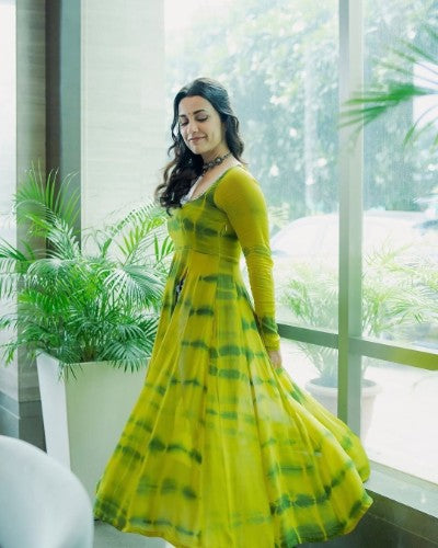 Tie Dye Anarkali Set (Can be Styled as Kurti) with Mirror Work