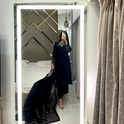 Cutwork Silk Suit with Organza Dupatta