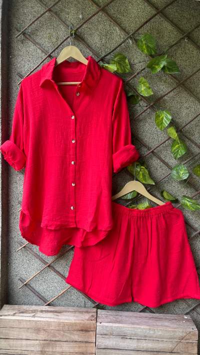 Mulmul Lounge Co-ord Set (with Long Shirt)