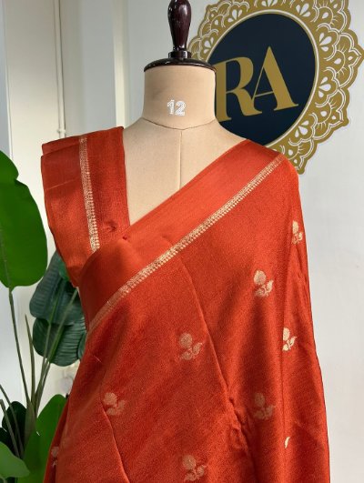 Viscose Khadi Silk Saree with Jacquard Leaf Design
