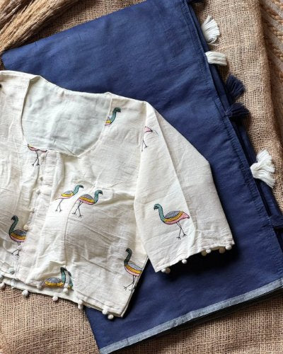 Chanderi Cotton Saree with Embroidery Blouse