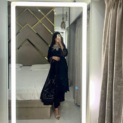 Cutwork Silk Suit with Organza Dupatta