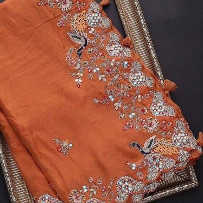 Rangoli Silk Saree with Embroidery and Cutwork Border