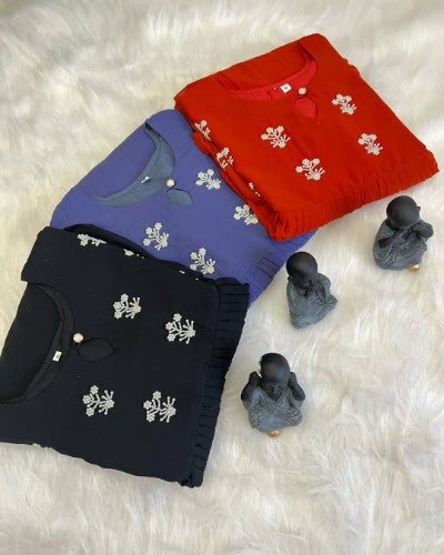 Blooming Georgette Kurti with Handwork