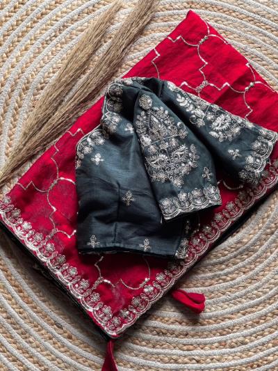 Premium Space Silk Saree with Embroidery and Sequence Work