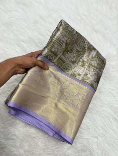 Banarasi Soft Tanchhui Silk Saree with Brocade Blouse