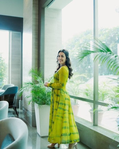 Tie Dye Anarkali Set (Can be Styled as Kurti) with Mirror Work