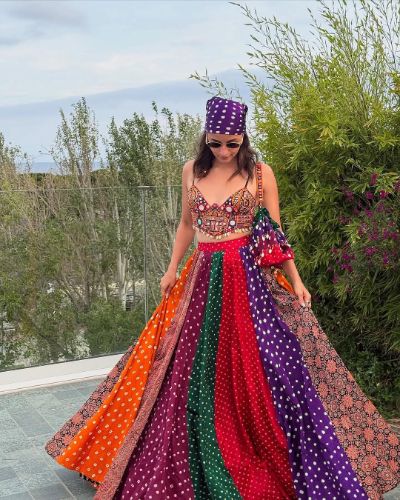 Alia Inspired Mirror Work Bandhej Lehenga