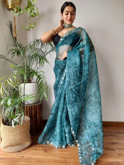 Soft Organza Hand Embroidered Saree