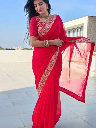 Madhuri Dixit-Inspired Red Saree by Sareewala
