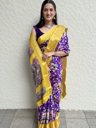 Premium Crave Crush Dola Silk Saree with Jequard Border