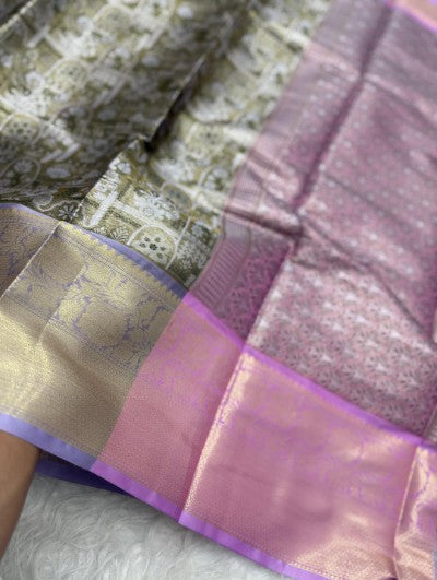 Banarasi Soft Tanchhui Silk Saree with Brocade Blouse