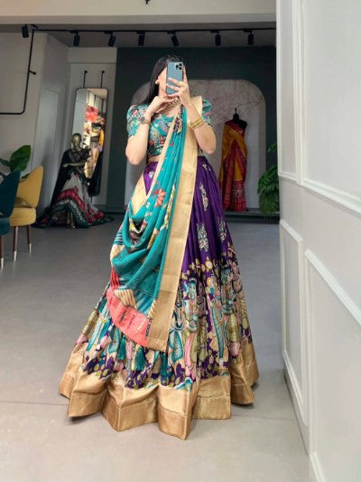 Kalamkari Print Dola Silk Lehenga Choli
