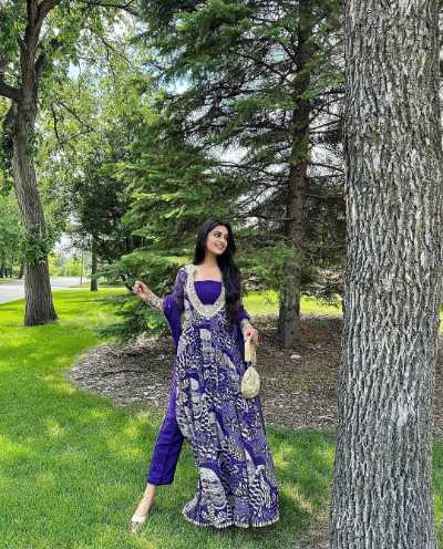 Purple Glow Anarkali Suit Set