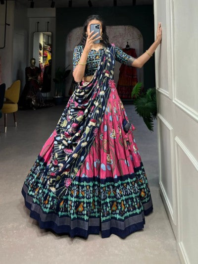 Pichwai and Patola Printed Tussar Silk Lehenga Choli