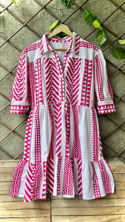 Symmetrical Printed Cotton Dress