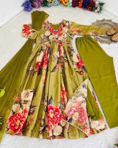 Aliya Cut Dress with Dupatta and Pant Set